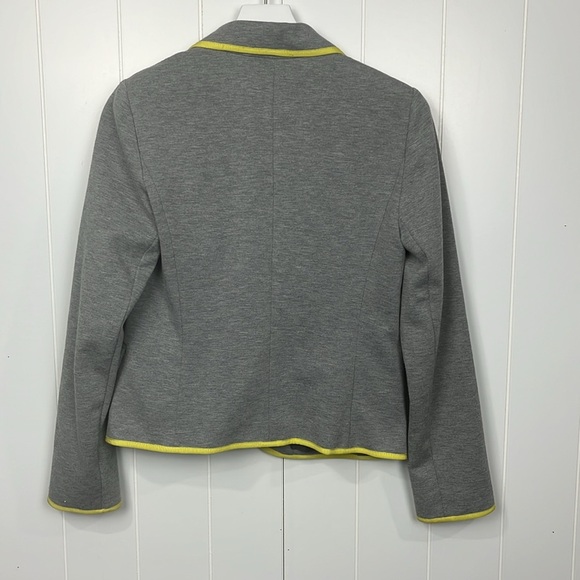 Gap The Academy Blazer 6 Gray/Yellow Double Knit Ponte Ribbon Contrast Stylish - Picture 10 of 12
